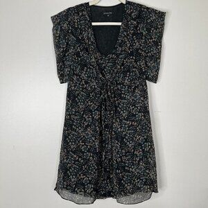 Patrizia Pepe Ditsy Floral Tie Front Flowy Short Sleeve Dress